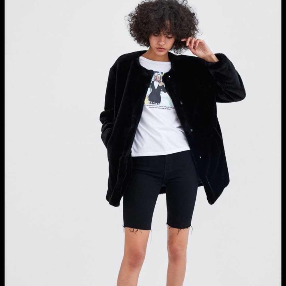Zara faux fur black jacket